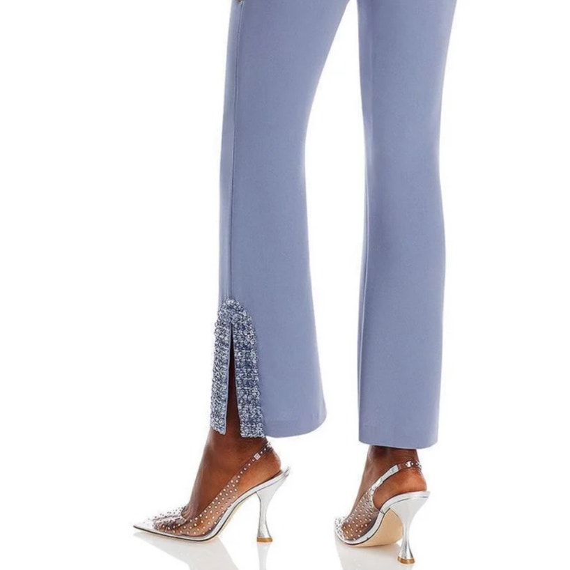 Cinq A Sept Kayden Beaded Split Hem High Waist Pant Blue 2